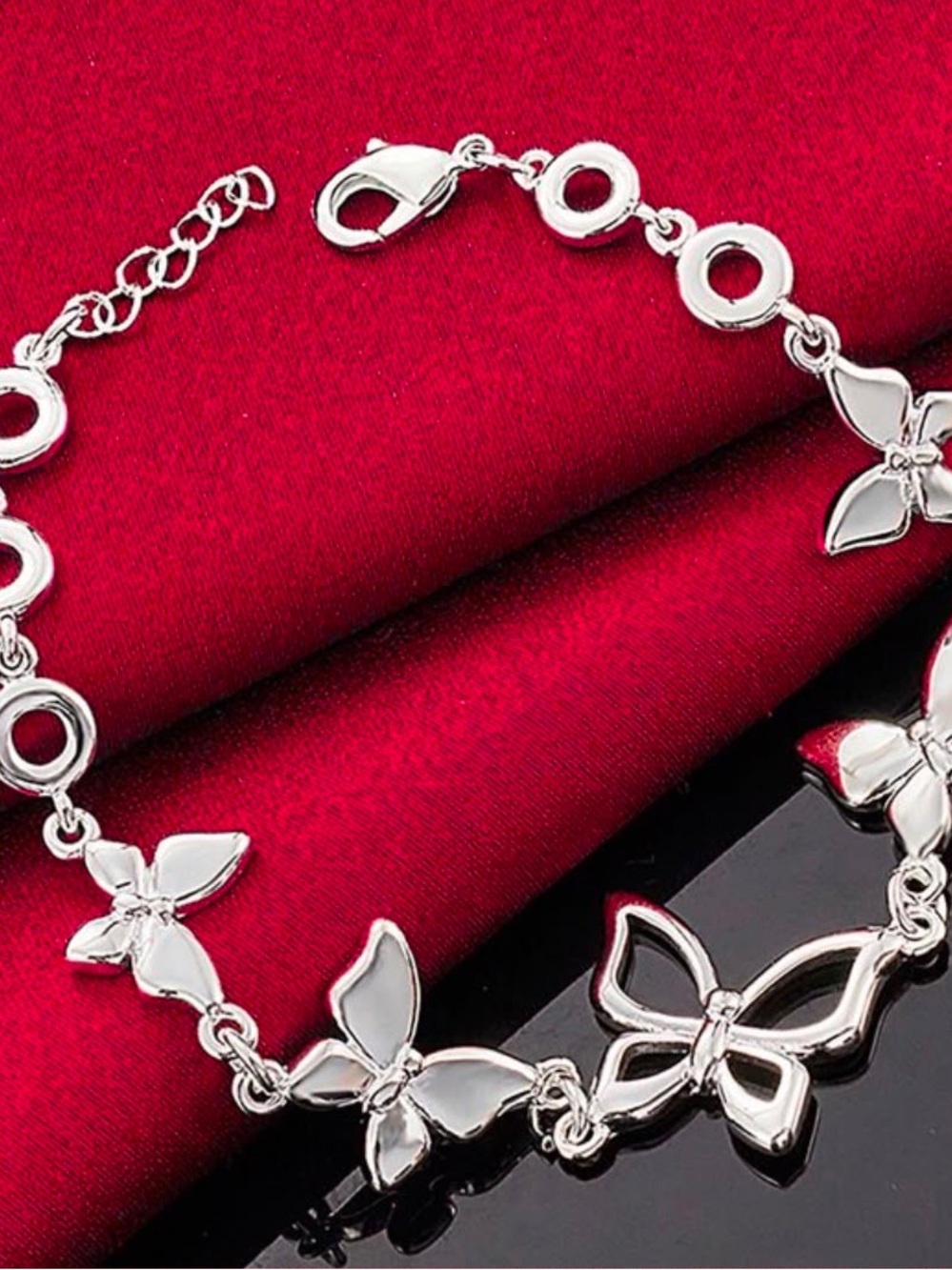 Silver Butterfly Link Bracelet - Women Jewelry